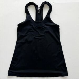 Lululemon Cool Racerback Tank SE Ruffle Black Size 6 RARE Original Fit